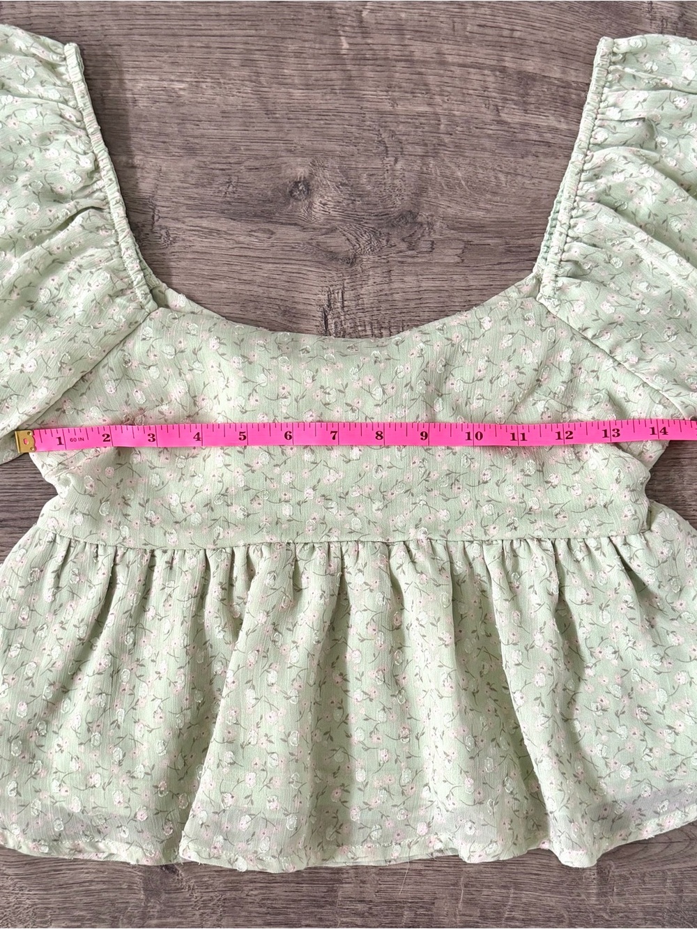 Altar'd State Floral Peplum Top Womens Size S Sage Green Cottagecore Coquette - Picture 10 of 12